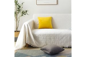 ANAZOZ Divanetto Letto 2 Posti,Fodere Copridivano Bianco Copritutto Divano in Cotone Motivo Geometrico,2 Posti(130x180CM)