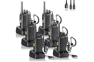 JUCJET Walkie Talkies 88E, PMR446 Radio bidirezionale senza licenza, PMR 446MHz Frequenza Civile Ricetrasmittente 16 canali, Portatile Walkie-Talkie Professionali con Auricolare (Black-6)