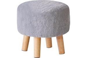 YMYNY Rotondo Sgabello Ottomano Poggiapiedi, Cambiare Sgabello Scarpe, Poliestere Spugna Poggiapiedi Con Gambe In Legno Antiscivolo Per Soggiorno, Divano, Ingresso 32×32×32CM Grigio HBD035G