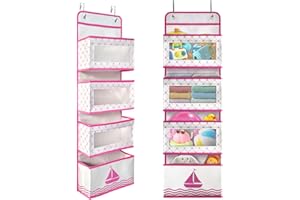BOHEMIABY Rangement Porte, Sac de Rangement Suspendu avec 4 Compartiments, Etagere Suspendue Organizer la Porte ou au Mur, pour Chambre Bathroom Enfants Adultes