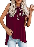 Women's Crewneck High Low Tank Tops Irregular Summer Sleeveless Blouse Shirt