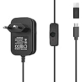 NorthPada Netzteil ON/Off Schalter 5V 3A Micro USB für Raspberry Pi 3 Model A+ B B+ Raspberry Pi Pico mit Micro-USB-zu-USB-C-