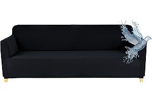 Poligino Copridivano 3 Posti con Braccioli | Copri Divano Impermeabile | Elasticizzato | AntiGraffio Gatto | Universale | Copridivano Indispensabile per Animali Domestici (3 Posti, Nero)