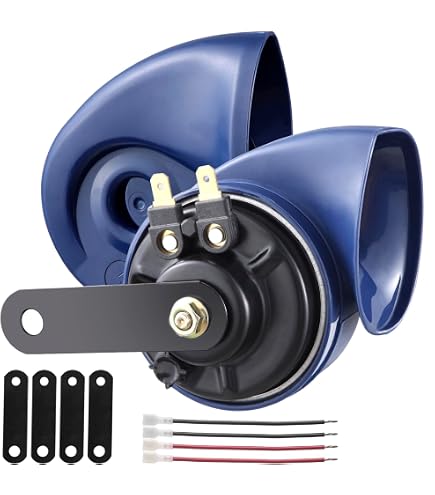 FreeTec 110 DB Zweiklang-Hupe 12V – Hoch- & Tiefton (510/410 Hz), Wasserdicht, ABS-Kunststoff, Universal Für Motorrad, Auto, LKW – Inkl. Halterungen & Kabel