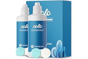 ‎MEINELINSE meineLinse (ehemals Oculsoft) Solo All-in-One Lösung 2 x 360ml Pflegemittel für Kontaktlinsen - Reinigung in nur 5 Minuten - Kontaktlinsenflüssigkeit für weiche Kontaktlinsen (2x 360ml + 2 Behälter)
