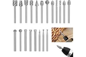 ZESCYHA 20 Pièces Fraises Rotatives HSS 3 mm Tige, Fraises en Carbure Compatible avec Dremel, Embouts Outils Rotatifs pour Sculpture Bois Gravure Métal Meulage Polissage Perçage Coupe Travail