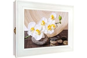 Cer-Plast Schlüsselkasten aus Holz, Hängeschrank mit Schlüsselbrett, Wandorganizer für Schlüsselaufbewahrung, Schlüsselschrank Vintage-Optik, Holzschlüsselbox