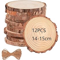 APACALI Confezione da 50 Dischi di Legno, Dischi di Albero con Corteccia da 6-7 cm, Dischi di Legno per Lavoretti, Senza Foro, Dischi di Tronco di Legno Rotondi, Cerchi di Legno Non