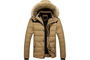 MOKBAY Doudoune Homme Hiver Chaud, Slim-Fit, Veste à Capuche Warm Confortable Col en Laine avec Zippé Poches, Hommes Manteau Sport Unisexe Vestes Outdoor Vêtements