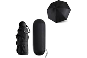 JIGUOOR Faltender Reise Regenschirm Winddicht Starke 8-Rippen UV-Schutz Schwarz Sturmbeständiger Kompaktschirm für Frauen Männer-Himmel