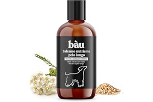 BÀU Bau Cosmesi Balsamo per Cani Nutriente per Pelo Lungo Lenitivo, Districante e Idratate - Senza Parabeni e Siliconi, Naturale e Bio con Aloe Vera, Achillea, Iperico, Melograno e Rosa - 250 ml