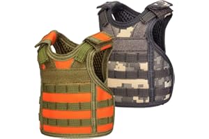 AOUTACC Mini Tactical Beer Vests, Molle Beer Cooler Jacket Adjustable Drink Bottle Vests Holder Beverage Cooler Holder for 12oz or 16oz Cans or Bottles (2 Pack, Orange + ACU Camo)