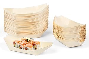 ANTETOK Natürliche Einweg Holz Boote aus Holz, für Lebensmittel-Präsentation, praktische Teller, Geschirr, Bento-Boxen, zum Herausnehmen von Tabletts, Partys(12,7cm, 100 Stück)