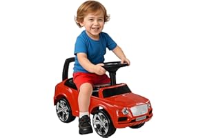 AIYAPLAY Bentley Bentayga Licensed Ride on Car, Foot to Floor Sliding Car with Under Seat Storage, Music Horn, for Toddler from 18 to 36 Months - Red