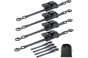 ‎JUSTECH Justech 4X Selbstaufrollende Spanngurte (2.5cm Breite + 3.5m Lang + 320kg Bruchfestigkeit Automatik Spanngurt Spanngurtaufroller Spanngurtwickler Einziehbare Spanngurte mit Ratsche für LKW usw