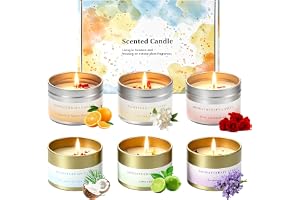 Citronella Stearinljus, set med 6 st av sojavax med torkade blommor, citronella, ljus, utomhus, 6 dofter upp till 120–160 tim