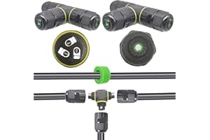 CTRICALVER 2pcs IP68caja de conectores impermeables uso exterior |Tipo T subterráneo cajas conexiones eléctricas para Cable de Diámetro Ø 9-12mm|acoplador de manguito exterior negro Para 2 PIN / 3 PIN