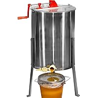 Jago® Honigschleuder - aus Edelstahl, manuell, für 4 Waben 24 x 42 cm, mit Deckel - Honig Extraktor, Schleuder…