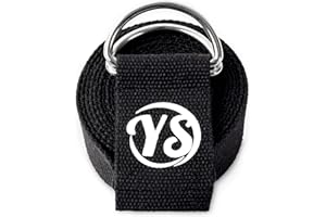 Yoga Studio Sangle de yoga pour étirement, 2,5 m (8,2 pieds) extra longue en coton bio réglable avec anneau en D – Améliore la flexibilité, l'exercice, le pilates, la danse, l'entraînement, la gym, la physiothérapie, les essentiels de yoga