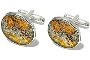 ODETOJOY 1 Pair Classic Cufflinks for Men World Map Men's Cufflink Globe Wedding Shirt Cuff Link