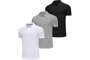 Djtnzdm Mens Golf Polo Shirts Short Sleeve Breathable Sport Tennis Polo Polyester Quick Drying Basic Solid Summer Tops 3 Pack