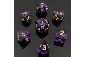 ORUZA 7 PCS Dragon Eye DND Dice Liquid Core D&D Dice Resin Sharp Edge Polyhedral D&D Dice Set for Dungeons and Dragons Role Playing Die D20 D12 D10 D8 D6 D4 D%