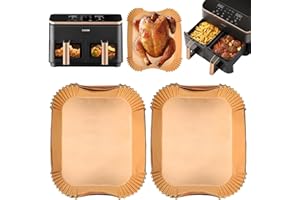 ZOUWEL 120 Stück Airfryer Backpapier für Heißluftfritteuse Cosori 8,5L,Cookwise 9L, Airfryer Zubehör für COSORI CAF-R901-AEU, Heißluftfritteuses Zubehör für Heißluftfritteuse 2 Kammern Air fryer