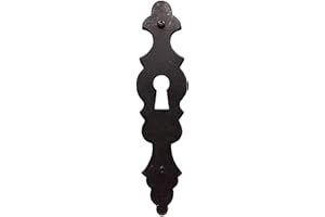 FIXITFLO KeyHole Cover Black 105mm length x 26mm Width x 1.2mm Thick Antique Vintage or Rustic style Galvanised finish with Fittings Pack of 1 (1 Antique Style Keyhole)