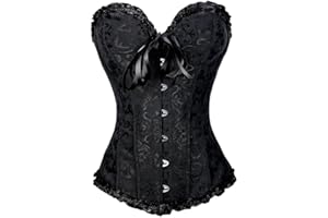 Everbellus Women Lace Up Stain Waist Trainer Corset Boned Bustier Waist Cincher