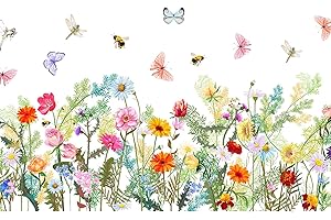 AHLMA Fenstersticker Frühling Fensterbilder Selbstklebend Blumen Sticker Fenster Kinder Sensterfolie mit Motiv Fensteraufkleber, für Badezimmer, Kindertüraufkleber, Fensteraufkleber (65 x 35 cm)