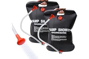 LFSEMINI Solar Shower Bag, 2 Pack 5 Gallons/20L Camping Shower Bag, Portable Shower Bag with Removable Hose and On-Off Switchable Shower Head for Camping Beach Swimming Outdoor Traveling