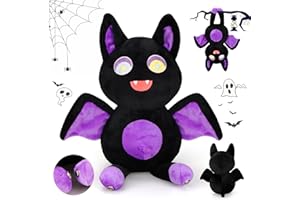 Edencomer Halloween Black Bat Plush Toys 11'' Bat Stuffed Animal Toys Soft Hugging Halloween Plush Doll Flying Bat Plushie Spooky Toy Halloween Decoration Gifts for Kids