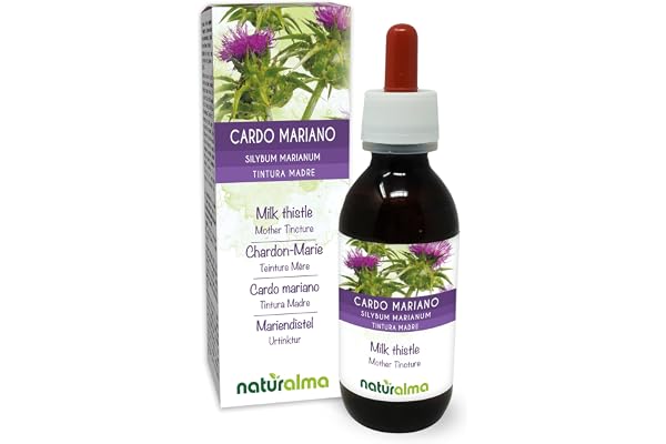 Chardon-marie (Silybum marianum) herbe et fruits Teinture Mère sans alcool Naturalma - Extrait liquide gouttes 120 ml - Complément alimentaire - Végétalien ou végan