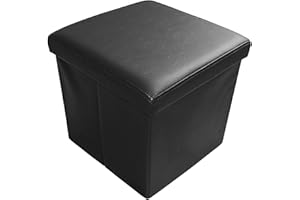 ‎STYLE HOME Style home Sitzhocker mit Stauraum, Faltbare Sitzbank, Sitztruhe aus Kunstleder, gepolstert Sitzwürfel Fußhocker Aufbewahrungsbox mit Deckel, für Wohnzimmer Schlafzimmer, 38 * 38 * 38 cm (Schwarz)