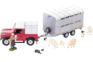 Britains 1:32 Sheep Farm Playset Collectable Farm Animals for Toddler, Farm Animal Toys with Land Rover 90 and Trailer, Farmer, Sheep and Sheepdog, Suitable for Collectors & Children from 3 Years Old