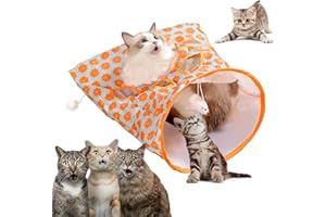 GYZGIRLOVER Cat Tunnel Bags for Indoor Cats, Cat Tunnel Toy, Collapsible Pet Tunnel Tube Bags Indoor Toy with Fun Ball, Cat Self Interactive Toys for Kittens Puppy Exercising Hiding Training (Orange)