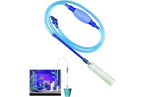 TOWEAR Nettoyeur d'aquarium, pompe à siphon à vide de 2,5 m, changeur d'égouttoir, nettoyeur de gravier, filtre à eau, siphon tuyau avec pompe à siphon et contrôle du débit du robinet interrupteur portail