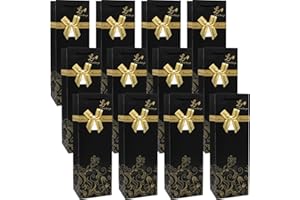 FOXNEC SCAMPIC Sacchetti Regalo Vino (12 pezzi) Buste Carta con Manico Corda Sacchetti Vino e Champagne per Compleanno San Valentino Cene, Anniversari e Inaugurazioni