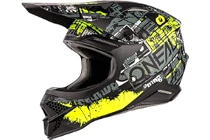 O'NEAL | Casco da motocross | MX Moto | Guscio in ABS, Standard di sicurezza ECE 22.05, Prese d'aria per una ventilazione ottimali | 3SRS Helmet Ride | Adulto | Nero Giallo Neon | Taglia M