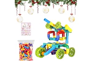 Tokaneit 100 Pezzi Costruzione di Blocchi di Tubi, Set di Blocchi Tubi Creativi, Costruzioni, con Ruote, DIY, Home Entertainment