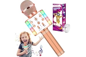 Hayruoy Micro Karaoke,Jouet Fille 3 4 5 6 7 8+ Ans,Micro Enfant pour Chanter Fille,Micro Karaoke sans Fil Bluetooth,Changeur De Voix avec Microphone pour