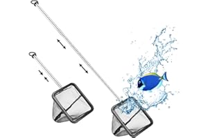 Filhome Telescopic Aquarium Fish Net, Fine Mesh Fish Net for Fish Tank with Extendable Long Handle
