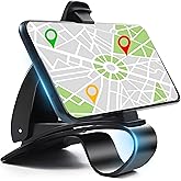 Retoo Porta cellulare da auto con morsetti, porta cellulare da auto stabile nero per cruscotto, porta cellulare da cruscotto 