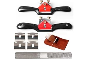 LUMANIOUS Adjustable Spokeshave Set - 2pcs Spokeshave, 6pcs Metal Blade, Portable Woodworking Planes and 4-Way Wood Rasp File, Perfect for Wood Craft and Woodworking