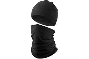 Kiiwah Beanie Mütze & Loop Schal Set für Herren Damen, Unisex Warme Wintermütze, Schlauchschal Multifunktionstuch für Winter Outdoor Sport Ski Laufen Motorrad Radfahren, Schwarz