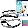 Vive Stretch Strap - Leg Stretch Band to Improve Flexibility - Stretching Out Yoga Strap - Exercise and Physical Therapy Belt for Rehab, Pilates, Dance and Gymnastics with Workout Guide Book