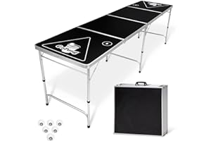 GoPong 8 Foot Portable Beer Pong/Tailgate Tables (Black, Football, American Flag, or Custom Dry Erase)