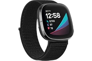 Oumida Nylonarmband för Fitbit Versa 3/Versa 4/Fitbit Sense/Sense 2 armband för kvinnor och män, nylonarmband justerbart ersättningsklockarmband med kardborreband
