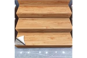 WIRMEC Vintage Wood Grain PVC Stair Stickers, Peel and Stick Stair Decals, Rustic Faux Wood Contact Paper Roll, Staircase Tile, Home Kitchen Office Decor