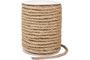 tenn well 6mm Jute Rope, 66 Feet Thick and Strong Garden Twine Jute String for Gardening, Bundling, Cat Scratcher, Decorating (Brown)
